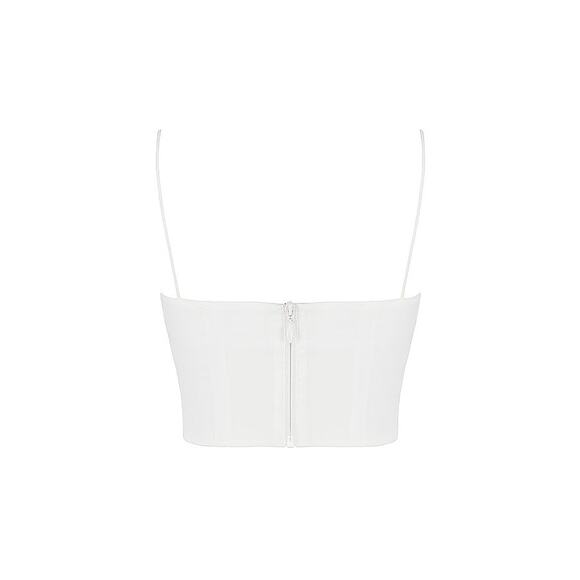 House of CB Lilibeth White Gathered Bustier Top Size Medium - Picture 3 of 7